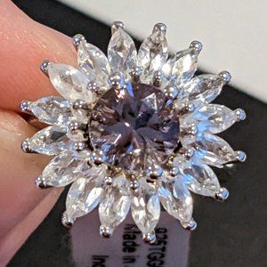 Size 7 4.7ct Blueberry Quartz and White Topaz Sterling Silver Ring